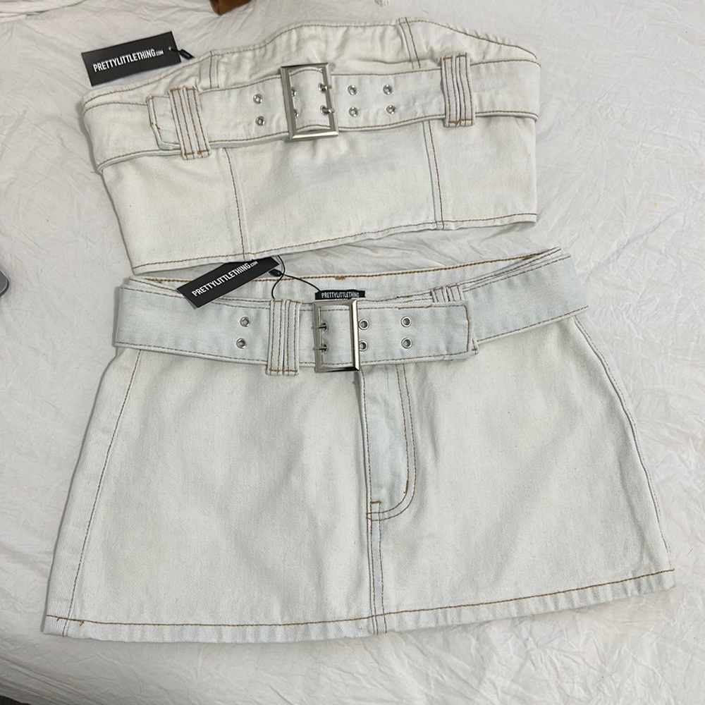 PrettyLittleThing Denim Skirt Set